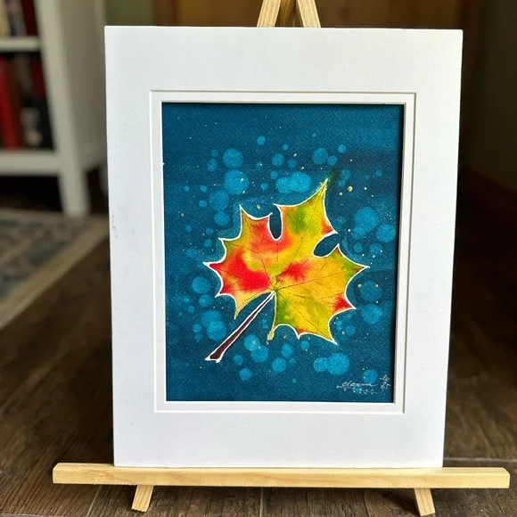 Hand-Made New Watercolor Art Autum Leaf - Picture 3 of 7